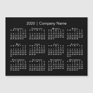 Carte Magnétique Simple Noir et Blanc Calendrier 2020 Nom de la soc