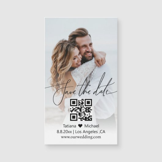 Carte Magnétique simple qr code couple photo enregistrer la date ai (Devant)