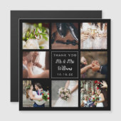 Carte Magnétique Simple Script Mariage Photo Collage Merci  (Devant / Derrière)