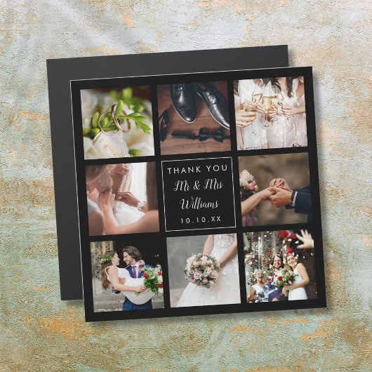 Carte Magnétique Simple Script Mariage Photo Collage Merci 