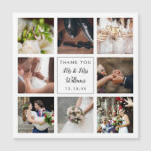 Carte Magnétique Simple Script Photo Collage Mariage remerciement  (Devant)