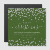 Carte Magnétique Simple Silver Noël Parties scintillant Vert (Devant / Derrière)