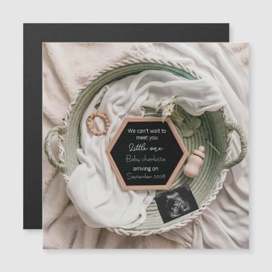 Carte Magnétique Simple soft Neutral Pregnancy Announcement gift (Devant / Derrière)