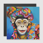 Carte Magnétique Singe coloré (Devant / Derrière)