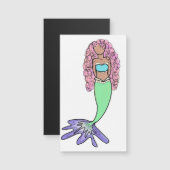 Carte Magnétique sirène arc-en-ciel rose bleu pourpre vert noir bou (Devant / Derrière)