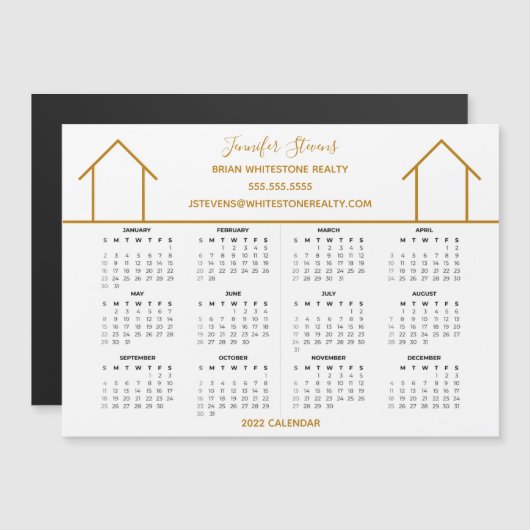 Carte Magnétique Société immobilière Custom Gold 2022 Calendrier (Devant / Derrière)