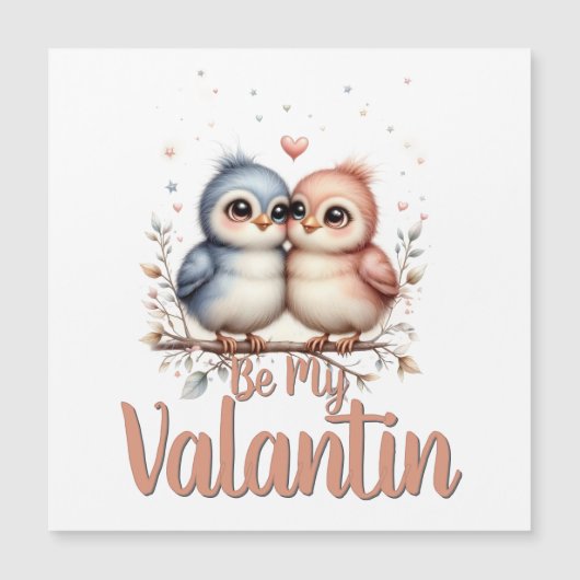 Carte Magnétique Sois mon Valentin – Jolies tourterelles d'amour po (Devant)