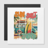 Carte Magnétique Soleil, sel, sable - Vibes de plage rétro (Devant / Derrière)