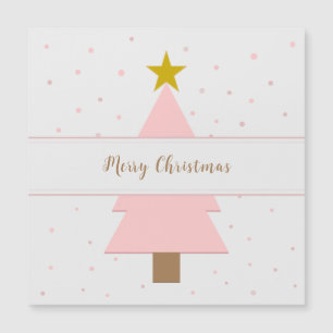 Carte Magnétique Solo Pink Christmas Tree et Golden Star Card