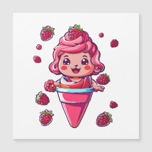 Carte Magnétique Sorbet de framboise Kawaii