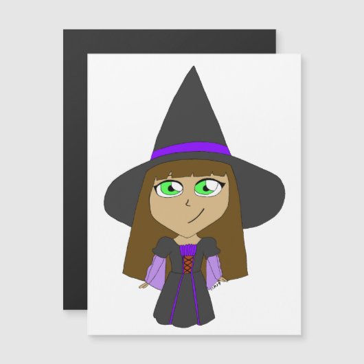 Carte Magnétique sorcière chibi (Devant / Derrière)