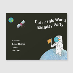 Carte Magnétique Sortez de ce monde astronaute fête d'anniversaire 