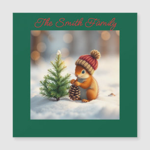 Carte Magnétique Souris de Noël familiale personnalisée