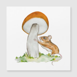 Carte Magnétique Souris drôle avec champignon sauvage