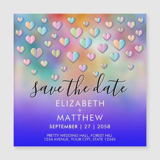 Carte Magnétique Speckles Coeur Coloré Design (Devant)