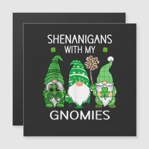Carte Magnétique St Patricks Day Chanceux Shamrock Léopard Gnomes