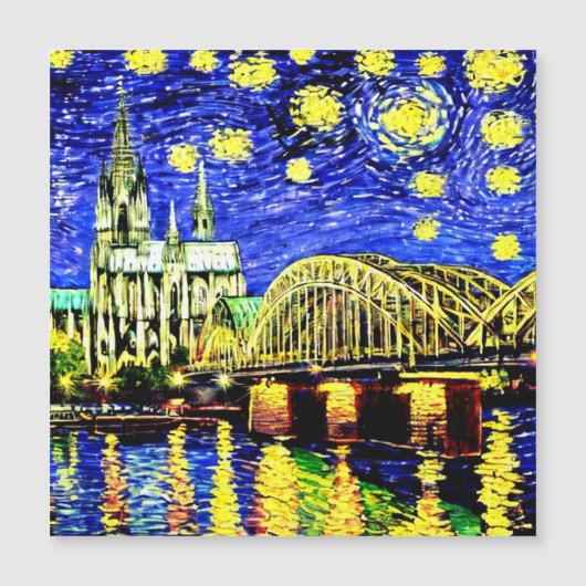 Carte Magnétique Starry Night Cologne Allemagne Cathédrale (Devant)