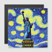 Carte Magnétique Starry Night Statue De Liberty New York (Devant / Derrière)