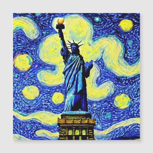 Carte Magnétique Starry Night Statue De Liberty New York (Devant)