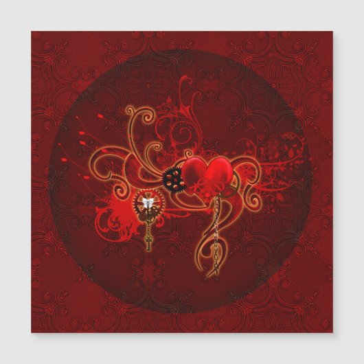 Carte Magnétique Steampunk, coeur cinglant (Devant)