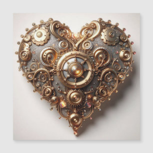 Carte Magnétique Steampunk Élégant Clockwork Gear Coeur