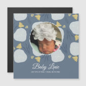 Carte Magnétique Summer Baby Beach Thème Frontière Bleu Photo Naiss (Devant / Derrière)