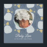 Carte Magnétique Summer Baby Beach Thème Frontière Bleu Photo Naiss<br><div class="desc">Annonces de naissance avec thème de plage Sable Dollar Botanique</div>