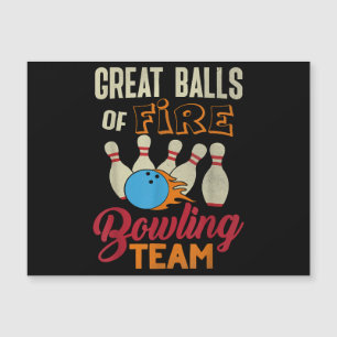 Carte Magnétique Super Balls Fire Bowling Team Shirt Funny Vintage