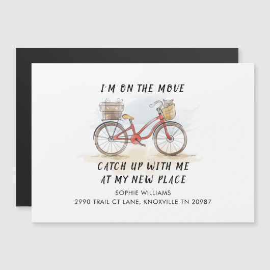 Carte Magnétique Sur le déplacement Watercoler Bicycle nouvelle adr (Devant / Derrière)