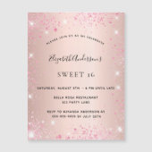 Carte Magnétique Sweet 16 rose or rose parties scintillant aimant i (Devant)