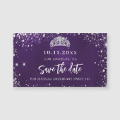 Carte Magnétique Sweet 16 tiara en argent violet enregistrer l'aima (Devant)