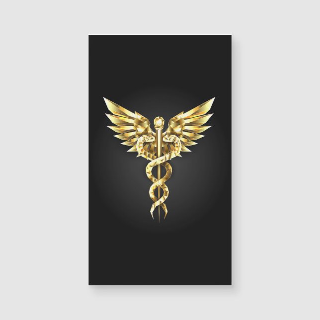 Carte Magnétique Symbole caducee polygonale or (Devant)