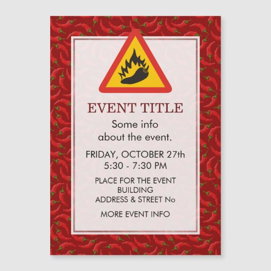 Carte Magnétique Symbole de danger de poivre chaud (Devant)