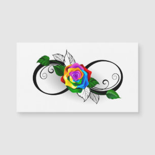 Carte Magnétique Symbole de l'infini avec rose arc-en-ciel