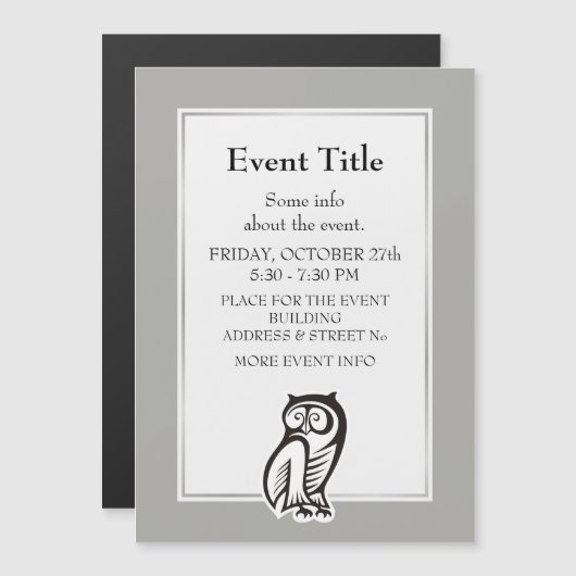 Carte Magnétique Symbole hibou noir (Devant / Derrière)