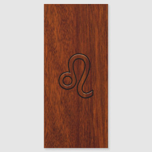 Carte Magnétique Symbole Leo Zodiac en bois mahogany riche