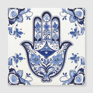 Carte Magnétique Symbole main de Hamsa - Main bleue et blanche de F