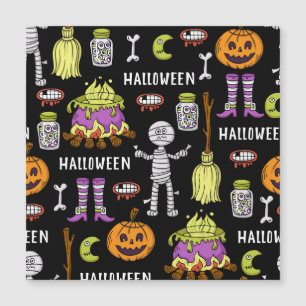 Carte Magnétique Symboles d'Halloween, thème vintage transparent