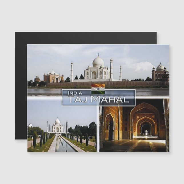 Carte Magnétique Taj Mahal - Inde - (Devant / Derrière)