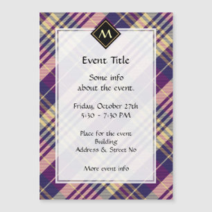 Carte Magnétique Tartan mauve, or et bleu