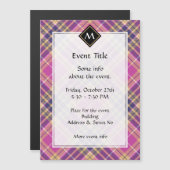 Carte Magnétique Tartan rose, or et bleu (Devant / Derrière)