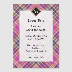 Carte Magnétique Tartan rose, or et bleu