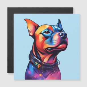 Carte Magnétique Taureau coloré Terrier Conception Cyberpunk,