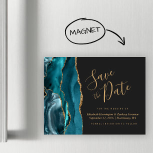 Carte Magnétique Teal Blue Gold Agate Dark Magnetic Enregistrez la 