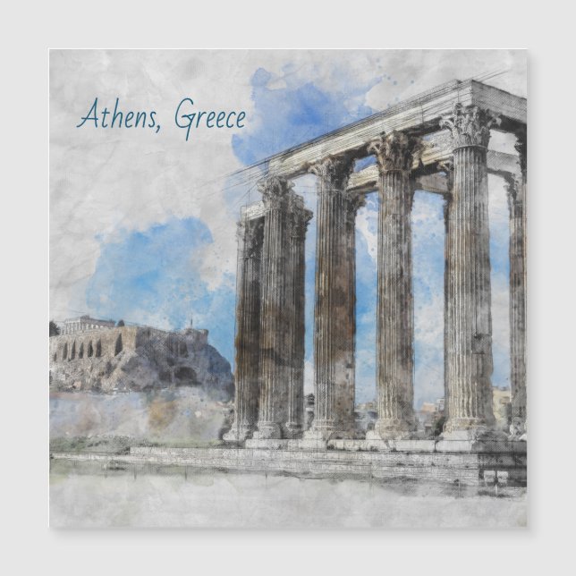 Carte Magnétique Temple des ruines de Zeus Athènes Grèce - Grec ant (Devant)
