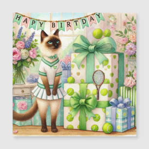 Carte Magnétique Tennis Cat aquarelle pour cadeaux d'anniversaire