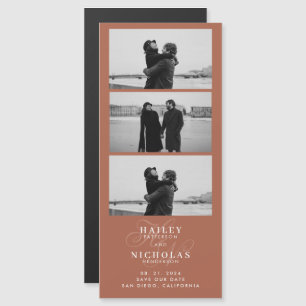 Carte Magnétique Terracotta Monogramme Bande Photo Mariage magnétiq