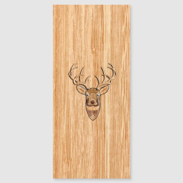 Carte Magnétique Tête de cerf blanc élégant grain de bois clair (Devant)