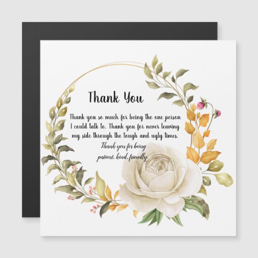 Carte Magnétique Thank you design (Devant / Derrière)