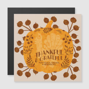 Carte Magnétique Thanksgiving Thankful Turquie Citrouille vert
